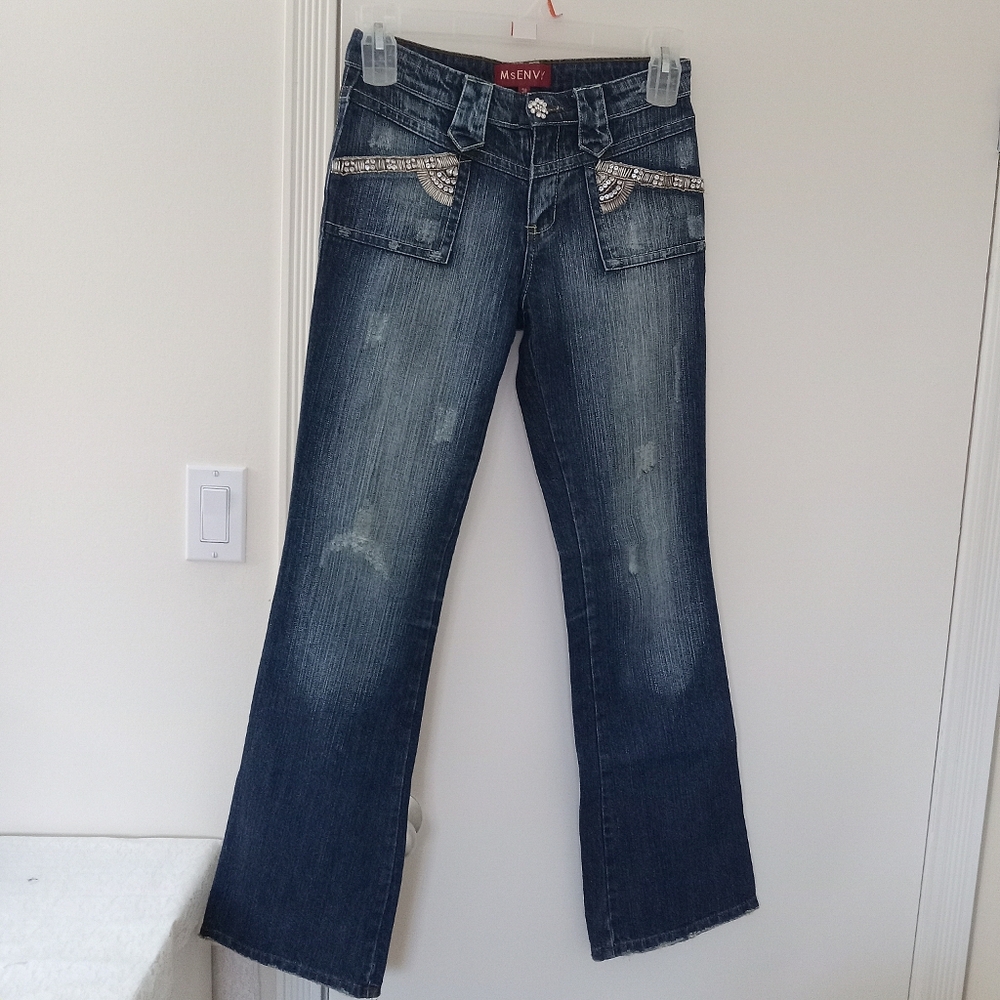 Women's Blue Jeans With Rhinestones